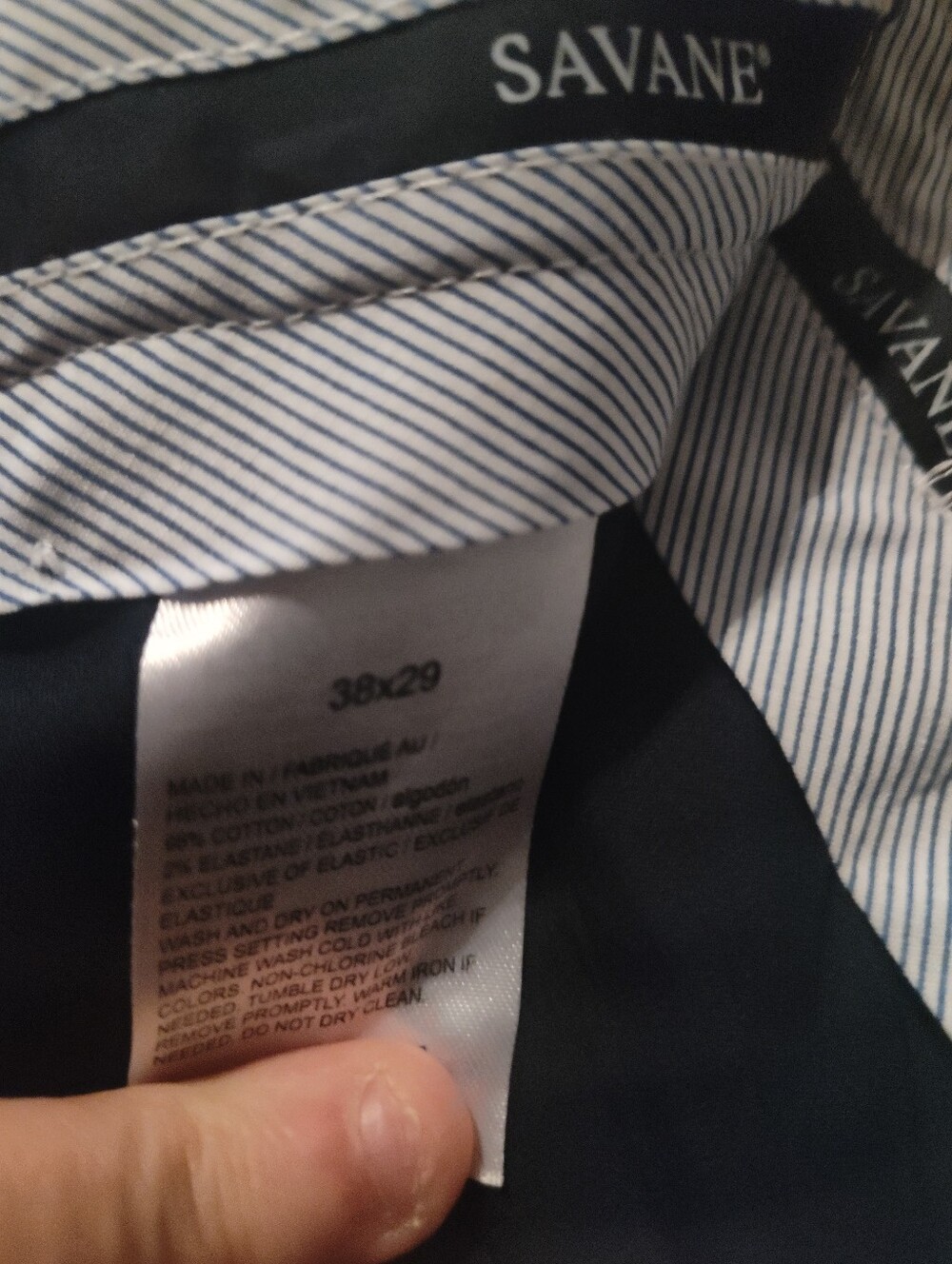Savane Men's Navy and White Striped Pants